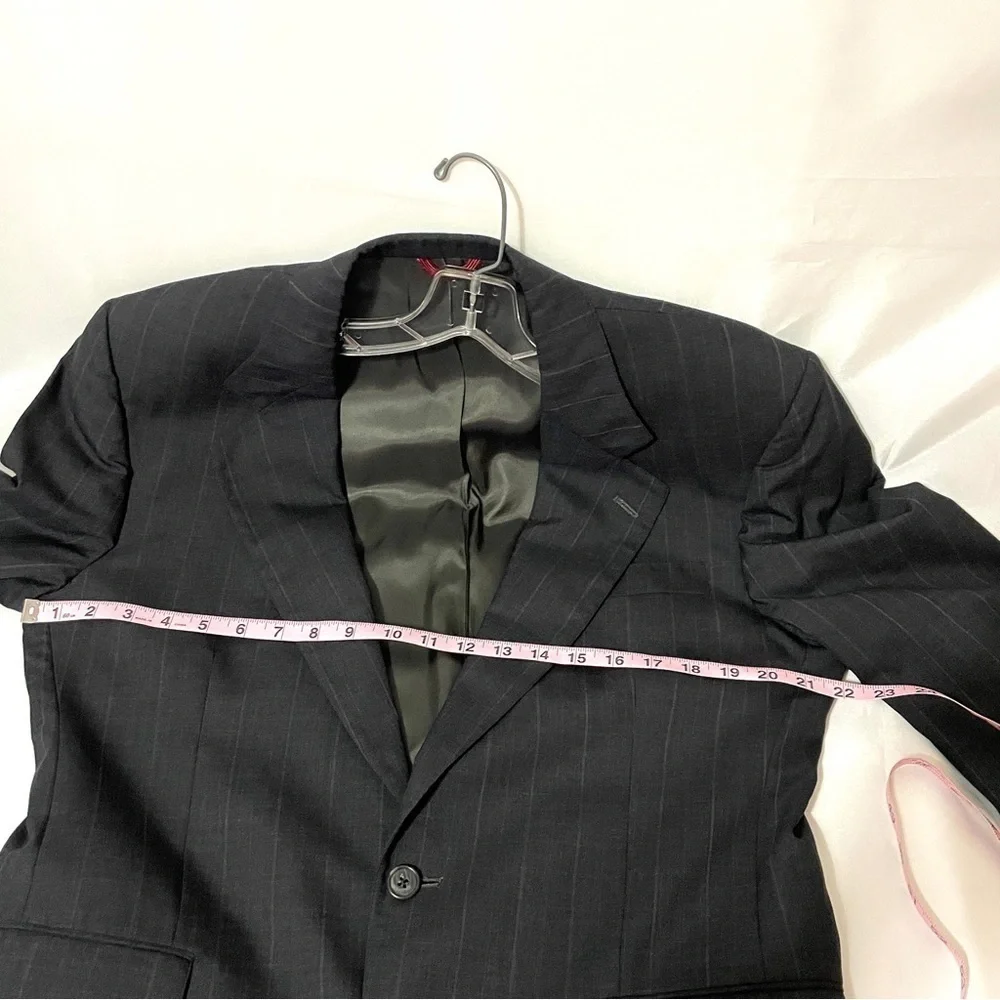 VTG, Jos. A. Bank wool suit coat, established 1905, gray pinstriped